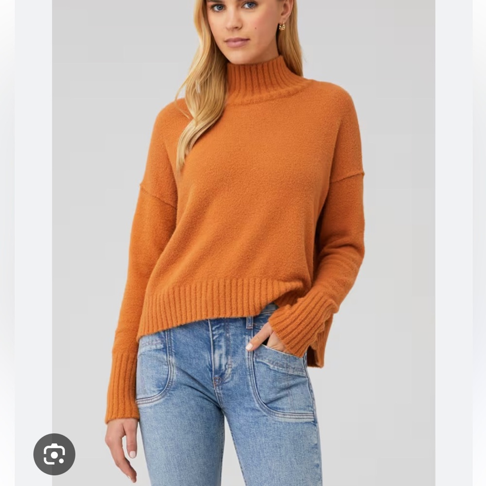 Free People Vancouver Turtleneck Sweater Pumpkin Pie Small